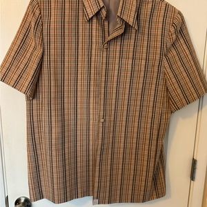 Brown plaid button down shirt/jacket - X Large.